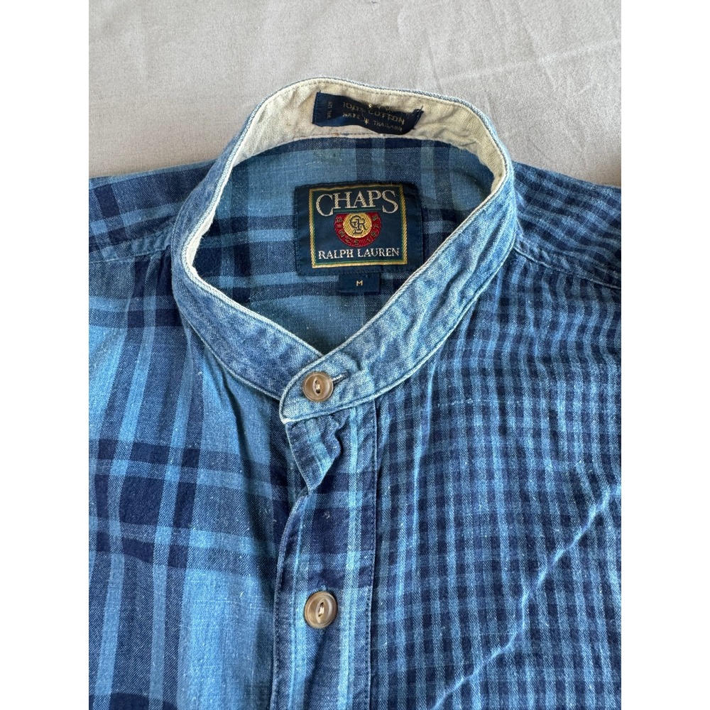 Vintage Chaps Ralph Lauren Shirt Medium Color Pattern Block Blue Long Sleeve - Picture 3 of 10